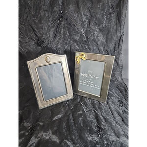 2 Vintage Silver Picture Frames 5x7 Easel Back
